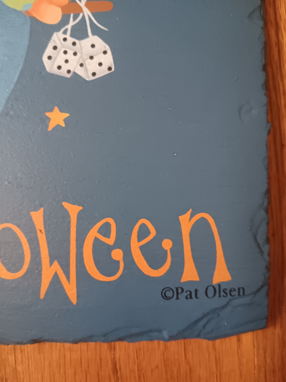 Vintage 90s Pat Olsen Hand-Painted Slate Happy Halloween Wall Decor Plaque Sign - Picture 3 of 11